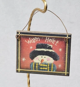 Muñeco de Nieve Madera Navidad Vacaciones Percha "CORAZÓN CÁLIDO" 4"x3.5" - Imagen 1 de 3