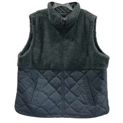 Chaleco acolchado Eddie Bauer Puffer para mujer 3X azul Sherpa plumón Gorpcore exterior Plus Foto 1 de 4