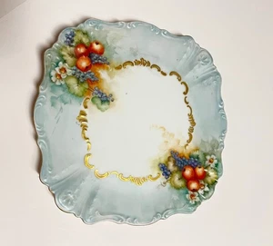 Vintage handbemalte Keramik vergoldet mit Fruchtmuster Limoges Optik - Bild 1 von 3