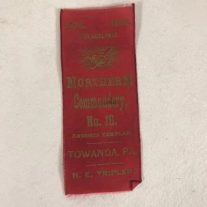 Antique Knights Templar Commandery No. 18 Masonic Ribbon - Picture 1 of 3