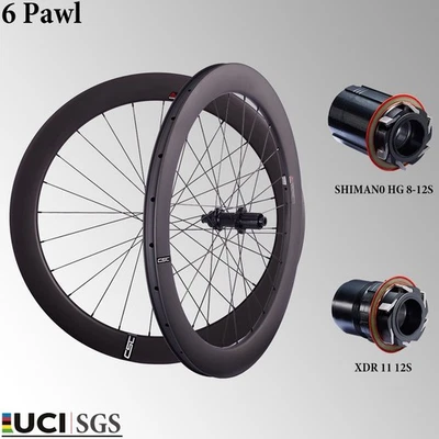 CSC Road bike Carbon Wheelset 700C Center Lock 6 pawls Disc Gravel Bicycle UCI - Image 1 of 4