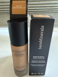 bareMinerals Pure Serum Liquid Foundation SPF 20 Medium Deep Neutral 4.5 - Picture 1 of 5
