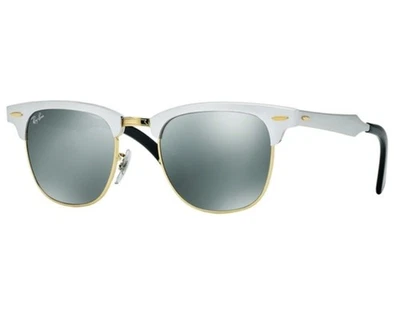 BRAND NEW Ray Ban Clubmaster Aluminum RB3507 137/40 RARE Polished Silver Mirror - Image 1 of 4