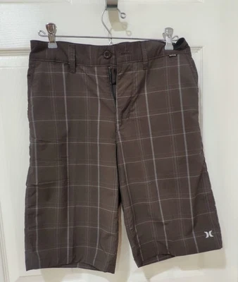 Hurley gray plaid Boys size 18 Hurley  Bermuda shorts waist 30” - Image 1 of 4