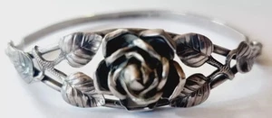 D0658 - Floraler 800er Silber Armreif - Rosen - Handarbeit - Jugendstil Schmuck - Bild 1 von 6