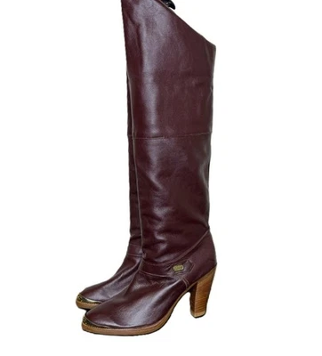 Botas de tacón sueltas hasta la rodilla de cuero rojo sangre de buey Dingo nuevas sin caja de 4", talla 5,5 Foto 1 de 4