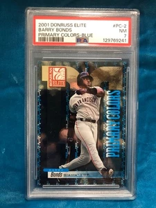 PSA 7 Pop 1 2001 Donruss Elite colores primarios lámina azul #pc-2/200 Barry Bonds - Imagen 1 de 3