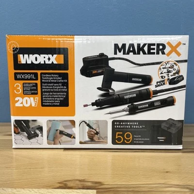 WORX WX991L 20V (3) PC MAKERX Combo: Rotary + Angle Grinder + Wood/Metal Tool-OB - Image 1 of 4