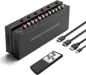 4 AV to HDMI RCA Converter 1080P/720P 4 Way 4AV - Afbeelding 1 van 6