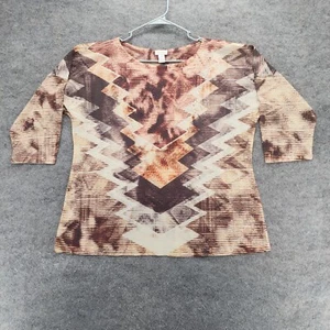 Chicos Shirt Womens 2 Short Sleeve Brown - Picture 1 of 5