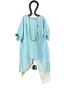 AKH Big Shirt Vokuhila aus weicher Seersucker Qualtität HELLBLAU - 46-48-50-52 - Bild 1 von 6