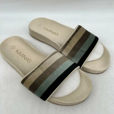 Sandalias Kaanas Venice para mujer punta abierta sin cordones a rayas piscina marfil talla 7 Foto 1 de 4