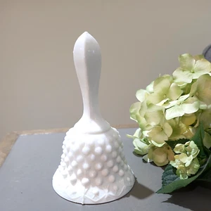 Rare Vintage White Milk Glass Hobnail Decorative Bell - Picture 1 of 12