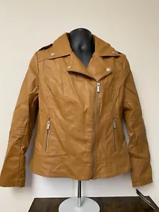 Guess Women's Cinnamon Asymmetric Faux Leather Zipper Moto Jacket Size L NWT - Picture 1 of 5