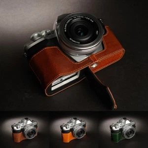 Real Leather Half Camera Case Bag Cover for Olympus OM-D E-M10 EM10 Mark III M3 - Picture 1 of 35