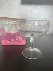 Springtime Glass Footed Sundae Dish hand cut fine glassware boxed - Picture 1 of 4