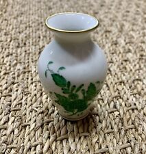 Herend Hungary Porcelain Mini Green Floral Bud Vase 2.75”x1.75”