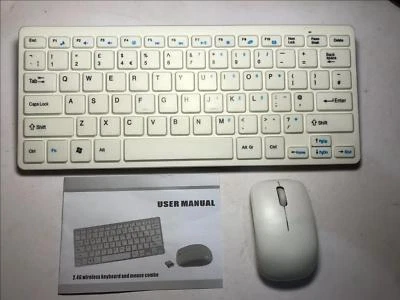 White Wireless Small Keyboard & Mouse for Samsung UE46ES8000 Smart TV - Image 1 of 4