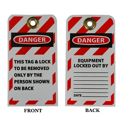 SAFEHOUSE SIGNS LOCKOUT TAGS (PACK OF 25) W/ 3/8" BRASS GROMMET SAFETY LOCKOUT TAGOUT