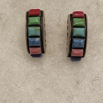 SILPADA Earrings Sterling Silver 925 Rainbow Color Stones On Post Signed - Image 1 of 4