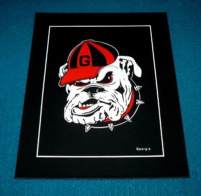 Vintage! GEORGIA BULLDOGS classic logo 8" x 10" PRINT black light EFFECT - Image 1 of 2