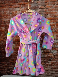 Dollie and Me Bathrobe Girl's Size Small (5-8) Purple Printed Flowers in EUC - Picture 1 of 12
