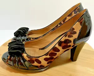 NURTURE Womens Cheetah Print Cow Hide Peep Toe Platform Rosalind Pumps SZ 9 M - Picture 1 of 12
