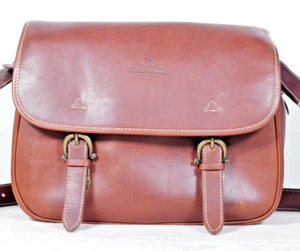 Henry Martin Brown Leather messenger Hunting shoulder bag Vintage MADE IN ITALY - Picture 1 of 12