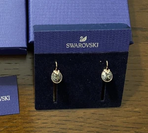 BNIB Swarovski Bella V Drop Earrings Round Cut, Gray, Rose Gold-Tone Plated - Picture 1 of 14