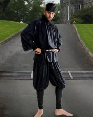 CALÇA FANTASIA HARÉM COTTUY MASCULINA ADULTA MEDIEVAL RENASCENTISTA PRÍNCIPE PIRATA - Imagem 1 de 2