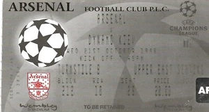 ARSENAL V DYNAMO KIEV ~ CHAMPIONS LEAGUE ~ 21 OCTOBER 1998 ~ MATCH TICKET STUB - Picture 1 of 1