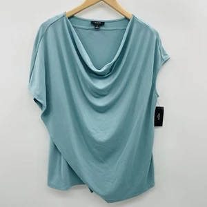 Alfani Womens Plus Size 0X Asymmetrical Drape-Neck Top Jade Green $75 140 - Picture 1 of 6