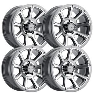 (Set-4) Vision 353 Turbine 15x6 5x4.5 5x114.3 0mm Gunmetal Wheels Rims 15 inch - Picture 1 of 1