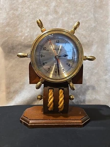 OROLOGIO DA SCRIVANIA VINTAGE SETH THOMAS RUOTA NAVE NAUTICA KINGSTON FUNZIONANTE - Foto 1 di 15