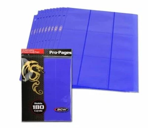 (10-Pack) BCW 18-Pocket Pro Pages BLUE Sideloading Gaming Card Album Pages - Picture 1 of 2
