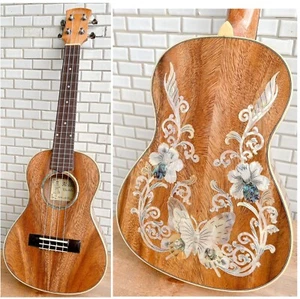 Alulu Solid Acacia Koa Tenor Ukulele, butterfly inlaid, HU746 - Picture 1 of 15