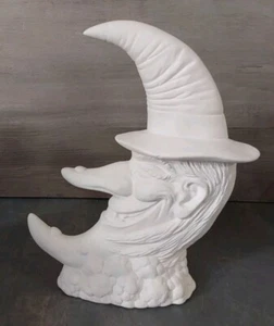 Ceramic Bisque Ready to Paint Halloween Moon Wtch 7x5.5 - Picture 1 of 4