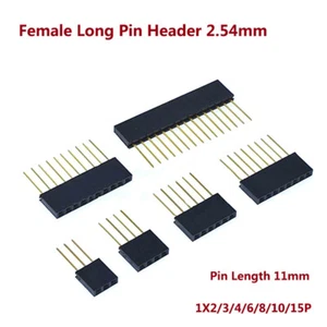 Female Long Pin Header 2.54mm Connector Socket 1X2/3/4/6/8/10/15P (Pin Len=11mm) - Picture 1 of 4