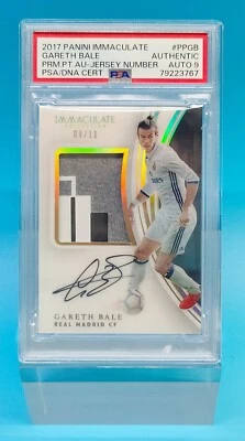 2017 Immaculate Real Madrid Gareth Bale Patch Auto 9/11 jersey number PSA Auto 9 - Image 1 of 2