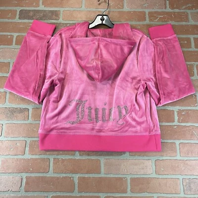 Juicy Couture OG Big Bling Velour Hoodie Jacket Free Love Pink Size L NWT Y2K - Image 1 of 4