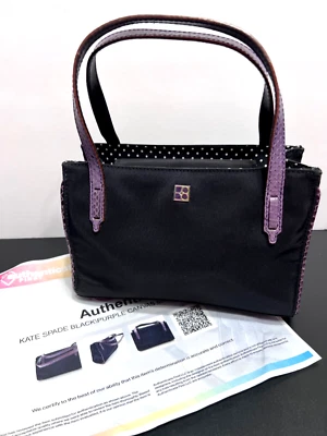 CARTERA Kate Spade para mujer doble manijas mini negra púrpura imán fecha de concierto Foto 1 de 4