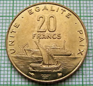 DJIBOUTI 1996 20 FRANCS, DHOW SAILING BOAT & OCEAN LINER IN HARBOUR, UNC - Picture 1 of 4