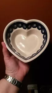 Boleslawiec Polish Pottery HEART Bowl 6" handmade POLAND Serving Dish - Picture 1 of 5