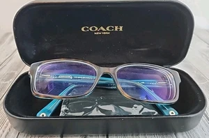 Coach Eyeglasses Frames HC 6040 Brooklyn 5116 Dark Tortoise Teal Blue 52-16-135 - Picture 1 of 7