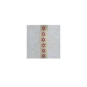 Kurt Adler Embroidered Red Snowflake Burlap with Fringe Ribbon 4.5" x 5 yards - Picture 1 of 1