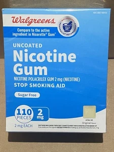 Nicotine Gum 2mg Walgreens Uncoated Original 110ct Exp 4/26 NEW - Picture 1 of 2