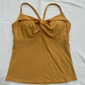 Costume da bagno Athleta Tankini Twist Top ferretto imbottito oro giallo navy 38 D/DD - Foto 1 di 10