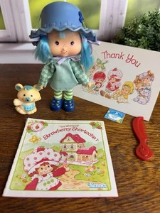 Vintage Strawberry Shortcake Blueberry Muffin Doll With Pet Cheesecake 1980s - Picture 1 of 11