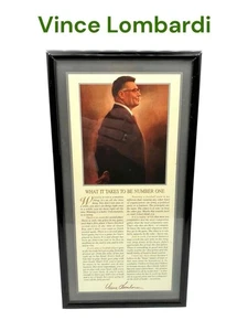Vincent Lombardi "What It Takes To Be Number One" Framed Photo NFL Football - Picture 1 of 9