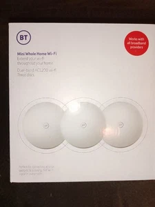 BT Mini Whole Home Wi-Fi System AC1200 Dual Band 3 Disc Set - Photo 1/3